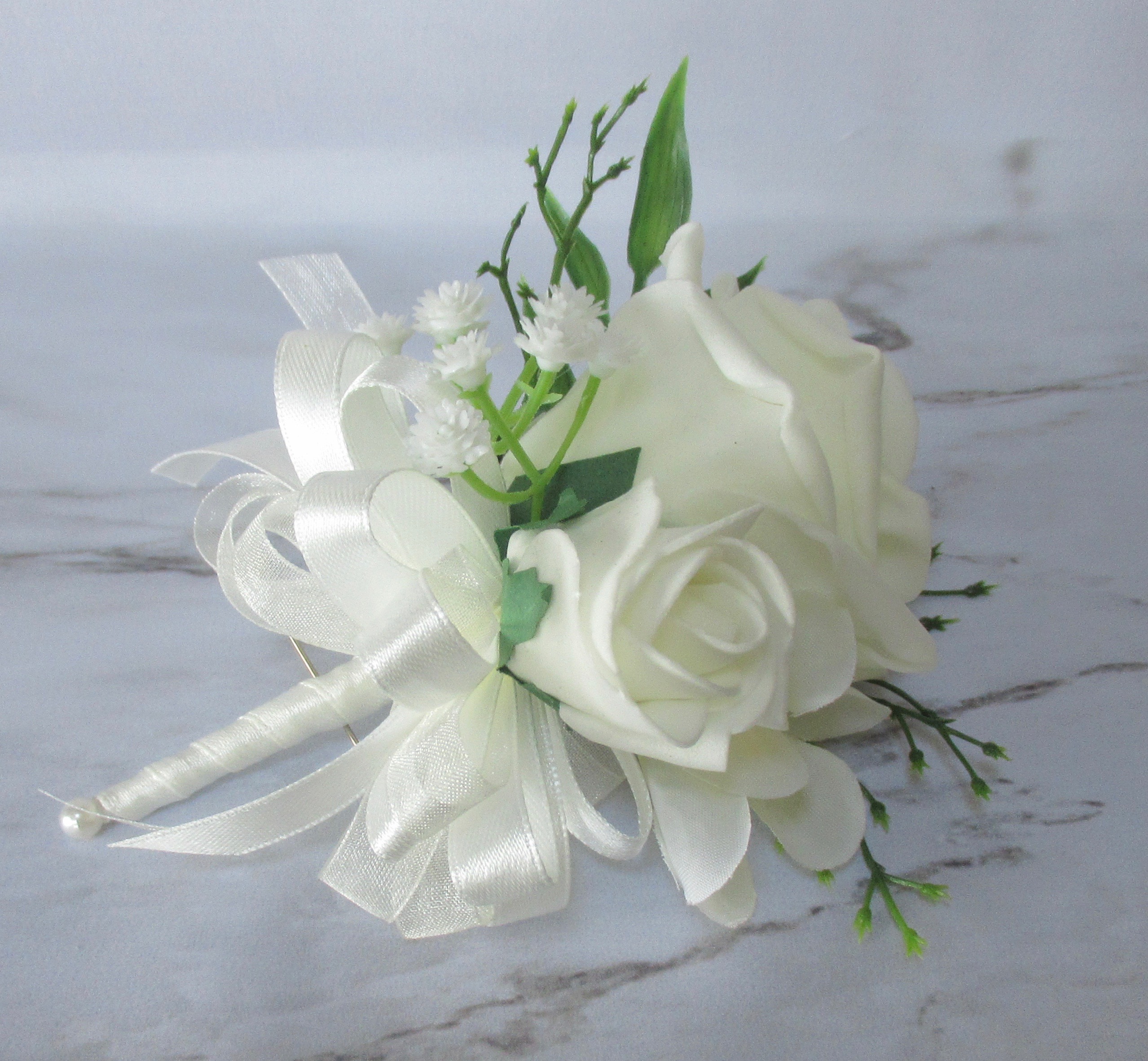 Ivory rose & foliage Corsage, mother of the bride corsage